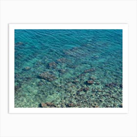 Aerial view of a bay with blue sea water Art Print