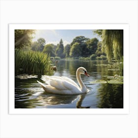 Swan In Pond 3 Art Print