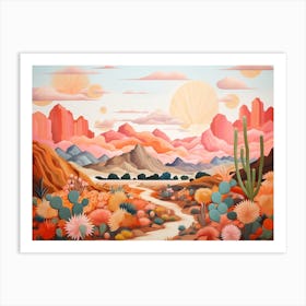 Landscape Desert And Cactus Painting 2 Art Print