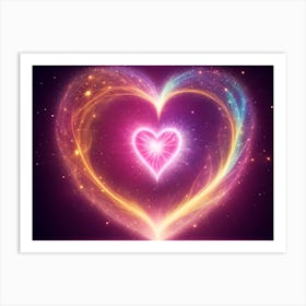 A Colorful Glowing Heart On A Dark Background Horizontal Composition 44 Art Print