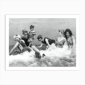 Group Of Women Playing In The Waves Art Print