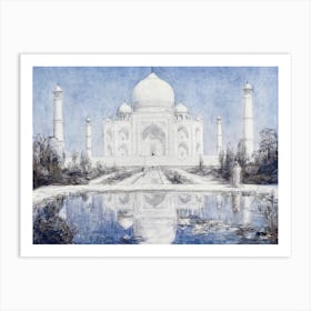 Taj Mahal By Moonlight, Marius Bauer Art Print