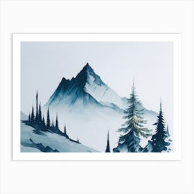 Mountain And Forest In Minimalist Watercolor Horizontal Composition 155 Art Print