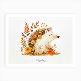 Little Floral Hedgehog 5 Poster Art Print