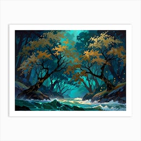 Forest At Night 1 Art Print