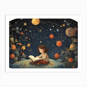 Little Girl Reading A Book Art Print