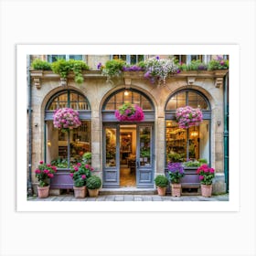 Flower Shop Facade With Floral Decorations Art Print