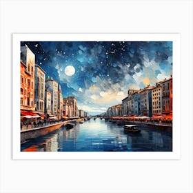 Old Venice In The Summer Night - Water Color Painting Art Print