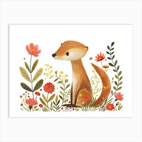 Little Floral Ferret 2 Art Print