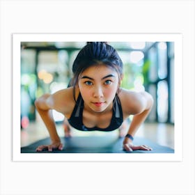 Asian Woman Doing Push Ups 1 Art Print