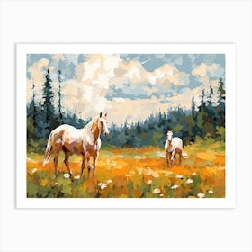 Horses Painting In Appalachian Mountains, Usa, Landscape 2 Art Print