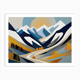 Mountain Road Landscape Abstract Art Art Print