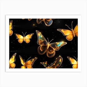 Golden Butterflies 10 Art Print