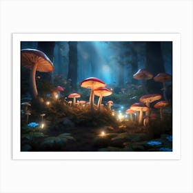 Magical gloving Mushroom Forest 6 Art Print