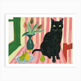 Cat And Pears Art Print