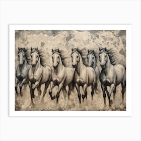 Horses In A Race Art Print