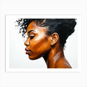 Side Profile Of Beautiful Woman Oil Painting 124 Art Print