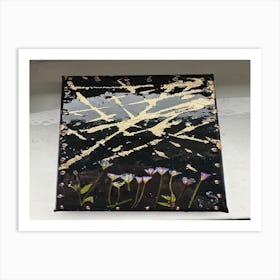 Black and gold leaf rectangle Art Print