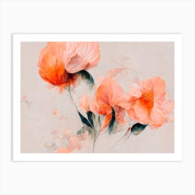Wild Coral Flowers Art Print