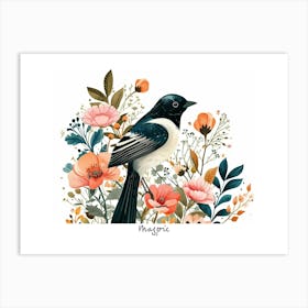 Little Floral Magpie 2 Poster Art Print