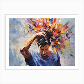 Man With A Colorful Head Art Print