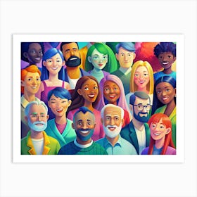 Smiling Diverse Group Of People 2 Art Print