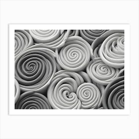 Monochrome Pattern Of Swirling, Abstract Roses Created With Clay Or A Similar Material Art Print