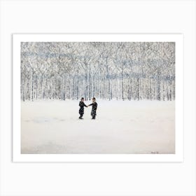 The Agreement Men In Snow Shaking Hands Art Print