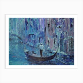 Venice, Gondola In The Canal Art Print