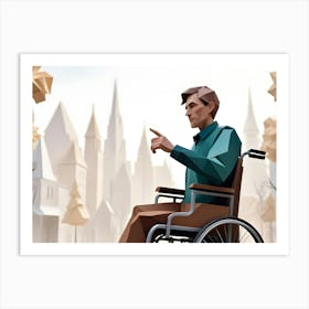 Low Poly Man In Wheelchair Inclusive 3d Illustration Art Print