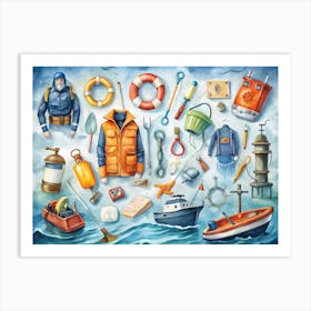 Life Jackets And Other Items Art Print