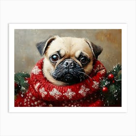 Holidays Pug 4 Art Print