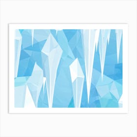 Abstract Polygonal Icicles Pattern Geometric Shapes Resembling Ice Cast In Various Shades Of White (5) Art Print