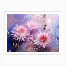 Pink Flowers With Water Droplets 1 Art Print