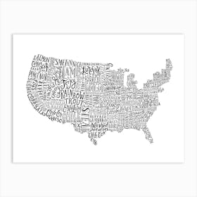 Usa Food Map Art Print