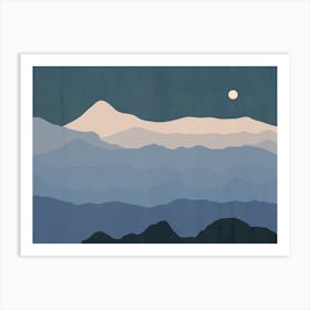 Silhouette Of Mountain Art Print