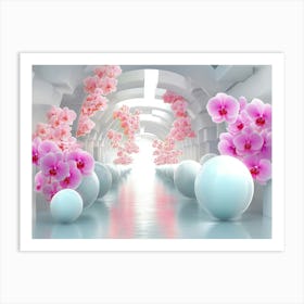 A Tunnel With Balloons And Orchids 1 Art Print