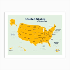 United States Map Art Print