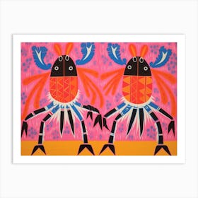 Crab Folk Style Animal Illustration Art Print