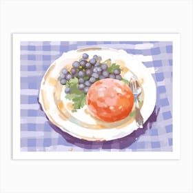 A Plate Of Grapes, Top View Food Illustration, Landscape 4 Art Print