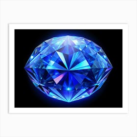 3d Render Of A Large Blue Diamond 1 Art Print