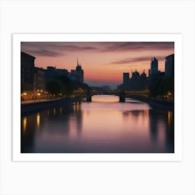 Sunset Over The River Art Print