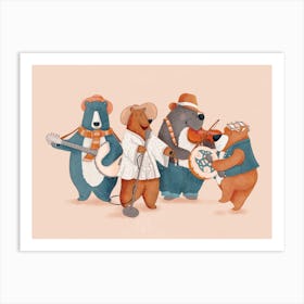 Bear Belly Folk Band animal Family Art Print