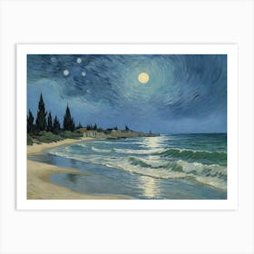 Starry Night Over The Island Art Print