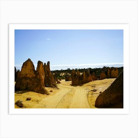 4WD Four Wheel Drive Track In The Desert Western Australia, Perth With Rocks, Bushes And Trees Art Print