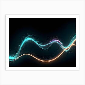 Abstract Image Of Colorful, Glowing Waves On A Black Background, Creating A Dynamic And Energetic Effect Art Print