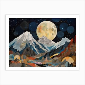 Moon and Mountain Peaks Art Print