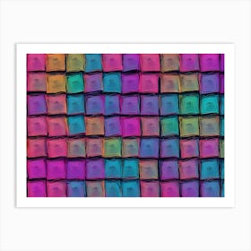 A Wall Of Colorful Squares, Resembling Packages Or Boxes Art Print