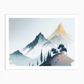 Mountain And Forest In Minimalist Watercolor Horizontal Composition 365 Art Print