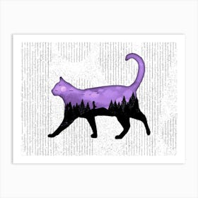 Cat Halloween Pet Forest Silhouette Animal Surreal Nature Fantasy Art Print